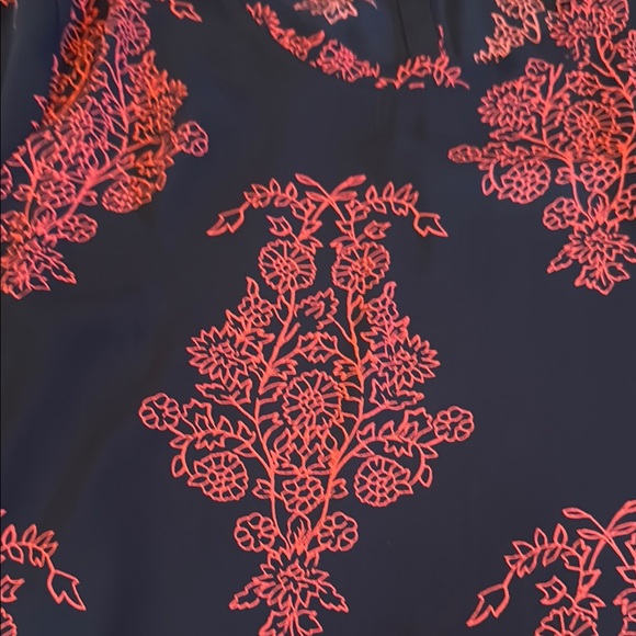 LOFT Navy and Red Flutter Sleeve Blouse - Picture 3 of 4